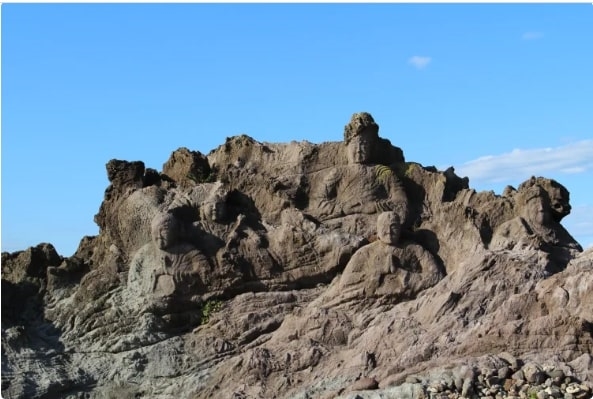 Juroku-rakan iwa (Buddhist Carvings), Yamagata, Tohoku, Japan