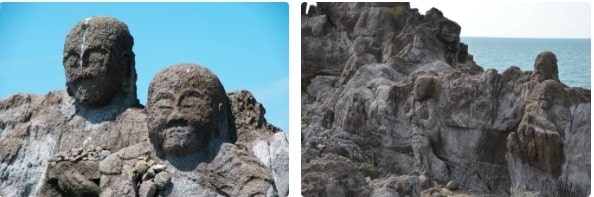 Juroku-rakan iwa (Buddhist Carvings), Yamagata, Tohoku, Japan